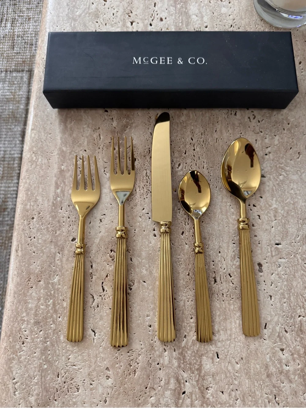 McGee and Co Mcnully -Gold Flatware Set - 5-Piece Place Setting